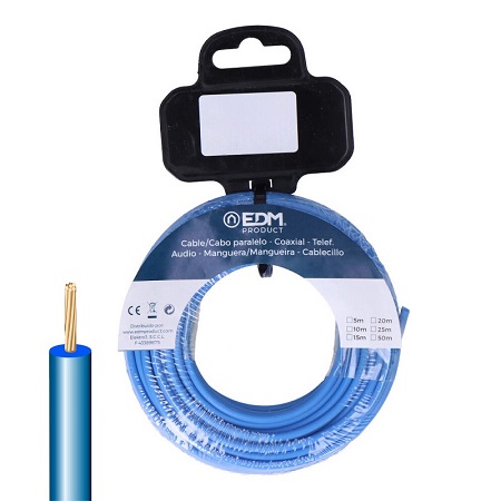 CARRETE CABLECILLO FLEXIBLE 4 MM AZUL LIBRE DE HALÓGENOS (10 MTS)